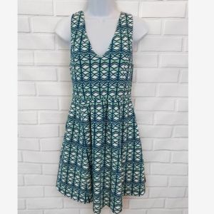 Anthropologie Maeve sleeveless Geometric dress v neck flare‎ bottom sz 2